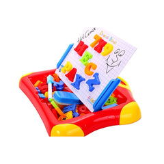 Tabla magnetica 2 in 1 de scris , cu cifre, litere, simboluri, market si burete (HM116A), varsta 3-10 ani